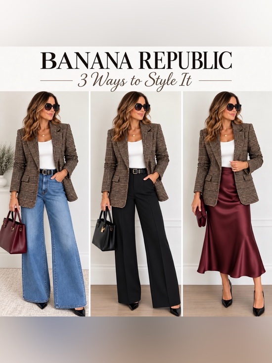 Banana Republic Jackets & Blazers - Banana Republic Brown Glen Plaid Wool-Blend Blazer